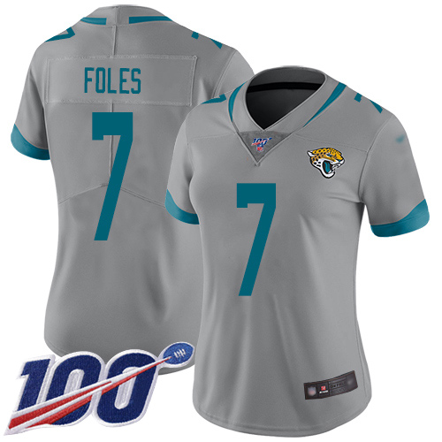 Nike Jacksonville Jaguars #7 Nick Foles Silver Women Stitched NFL Limited Inverted Legend 100th Season Jersey